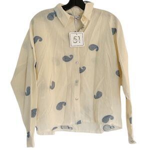 CIVICO Lab 51 Cream Paisley Button Up Top Size Medium NEW